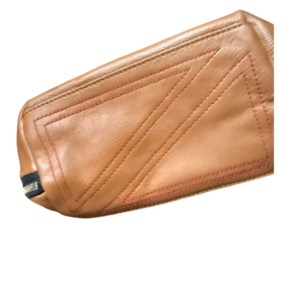 Kusshi Everyday Leather Makeup Bag in Camel Red Leather